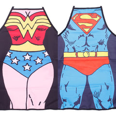 2 Pieces Funny Superman Wonder Woman Cooking Apron