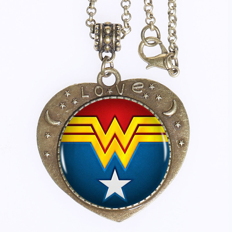 Wonder Woman Logo Heartshaped Necklace