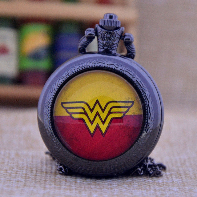 Wonder Woman 3 Colors Pocket Watch Necklace