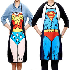 2 Pieces Funny Superman Wonder Woman Cooking Apron